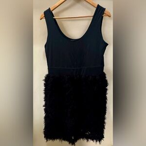 Zara Sleeveless Black Mini Dress with Tulle accent skirt Size X-Large